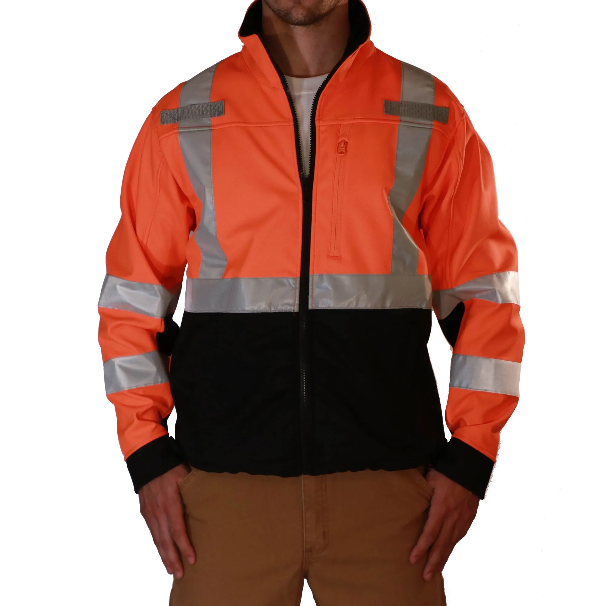 2W International Men's Class 3 Hi-Vis Soft Shell Jacket_Hi-Vis Orange