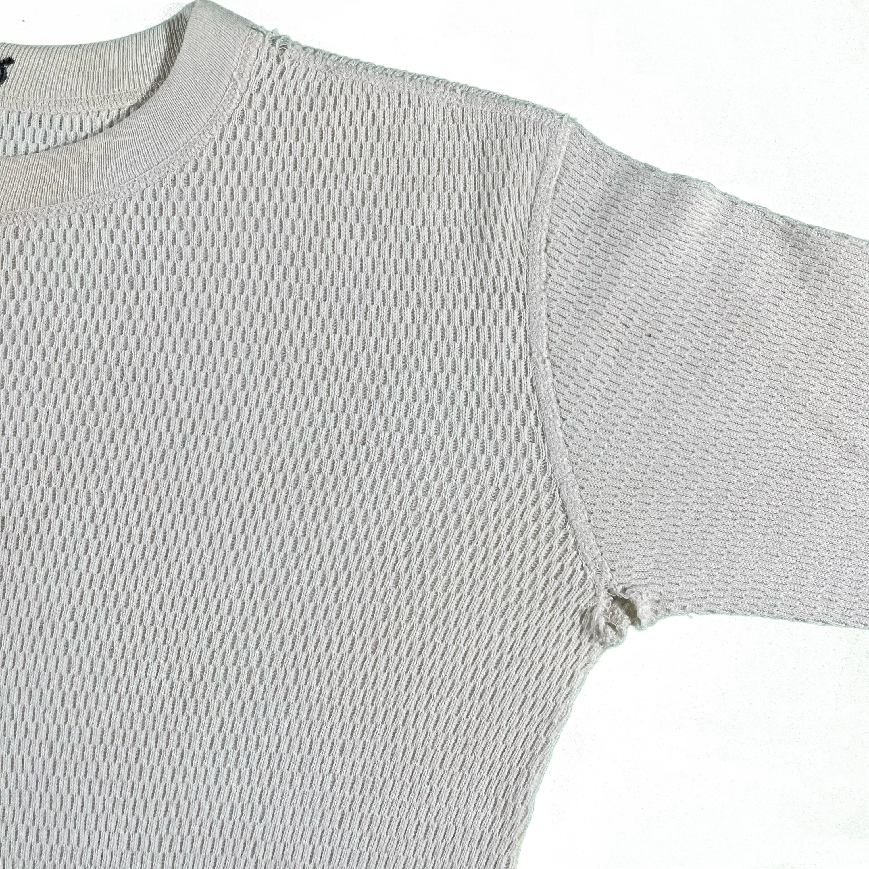 70s Distressed 100% Cotton Waffle Knit Thermal- M