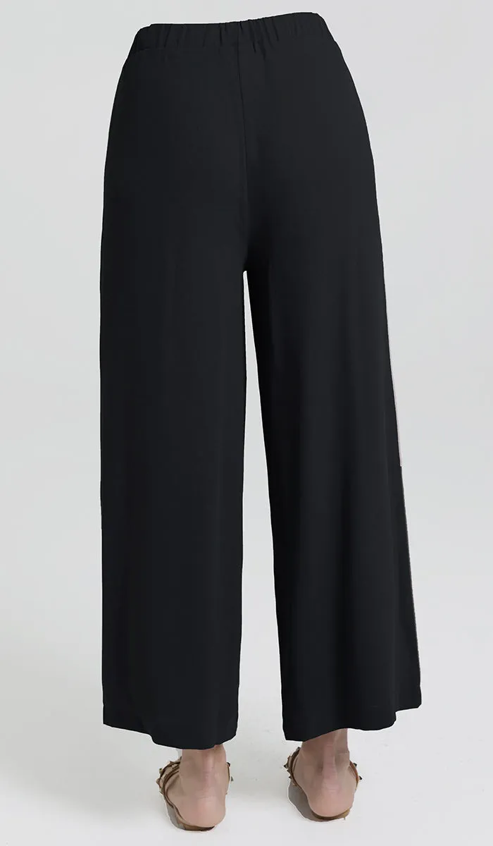 Abiyya Dressy Wide Leg Pants - Black/Cafe