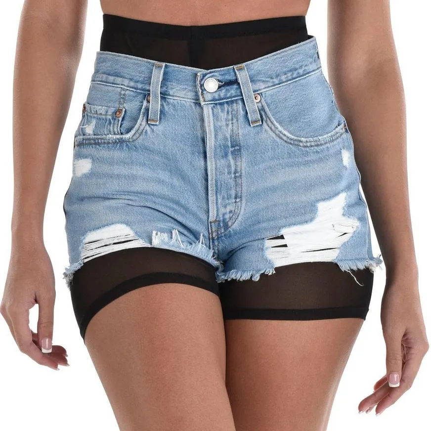 Adult Sheer Black High-Waisted Mesh Bike Shorts  | 1 ct