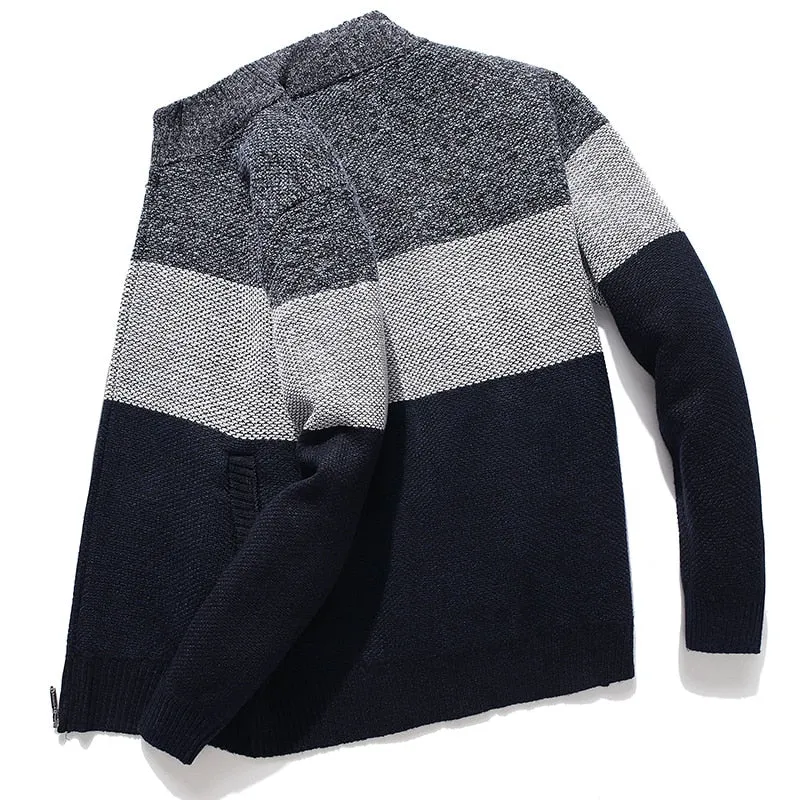 Advbridge New Cardigan Men Sweater Striped Grey Men&#39;s Sweater Oversized Knitted Cardigan Warm Clothes For Man 3XL Korean Style Homme