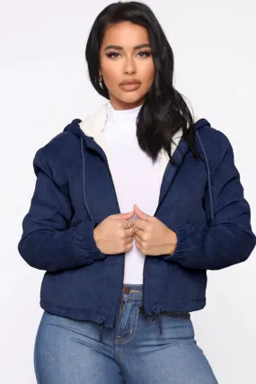 Alessandra Corduroy Bomber Jacket - Navy