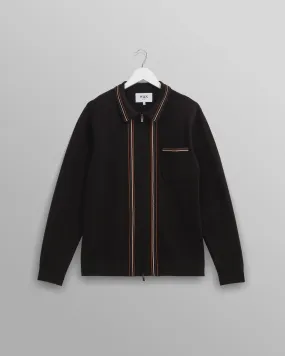 Amble - Black Milano-Knit Long Sleeve Polo