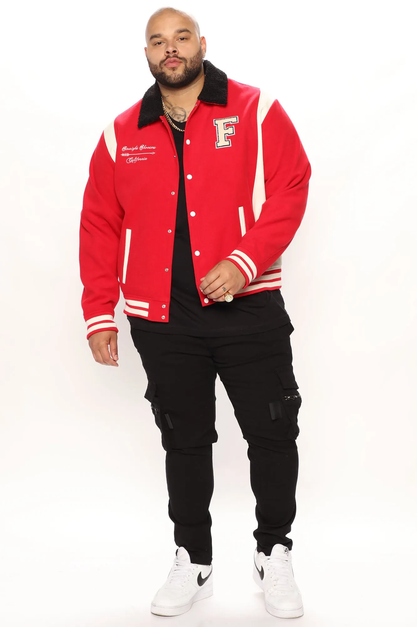 Archery Club Sherpa Collared Varsity Jacket - Red