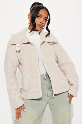 Arin Sherpa Moto Jacket - Cream