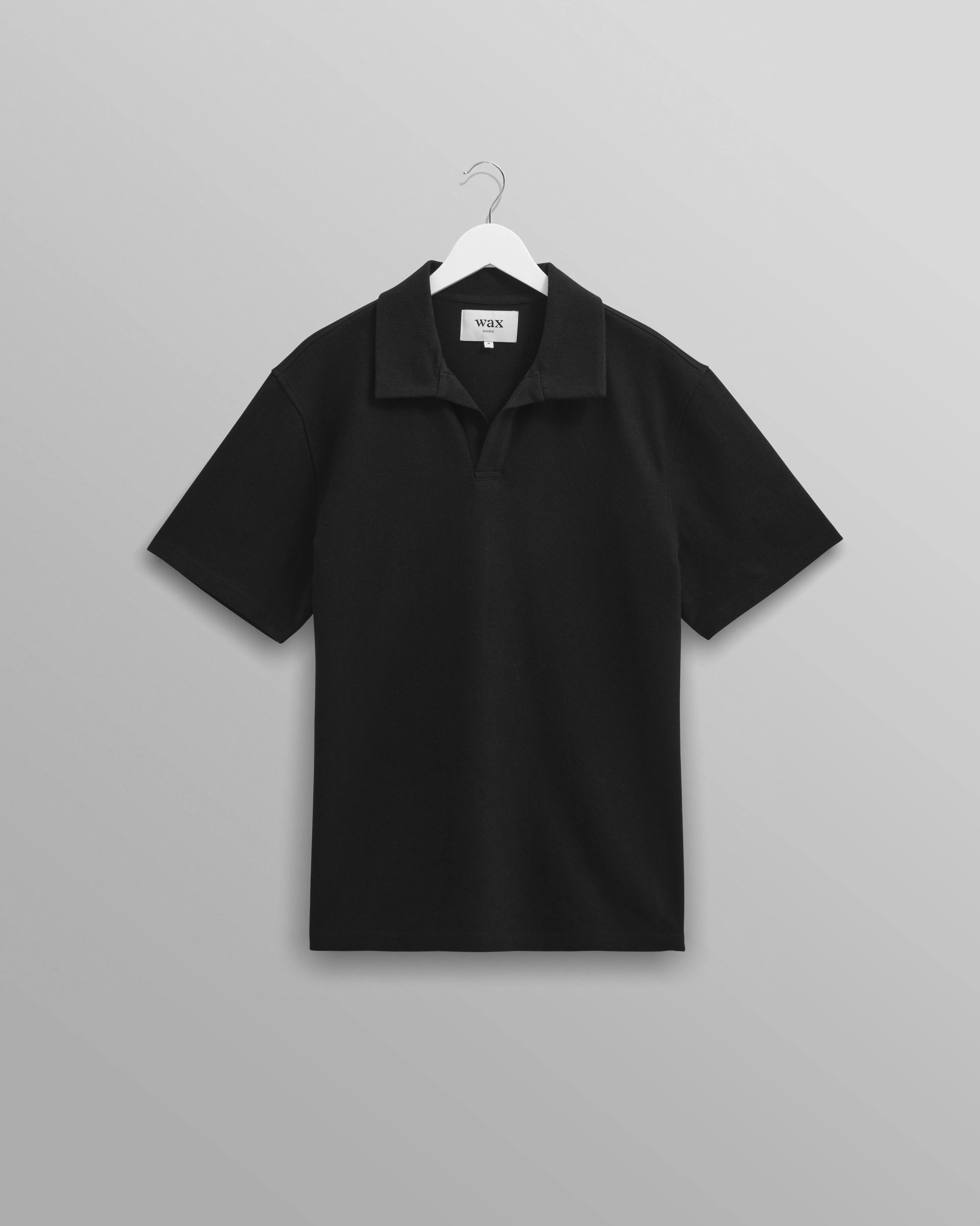 Atwood - Black Textured Organic Cotton Polo Shirt