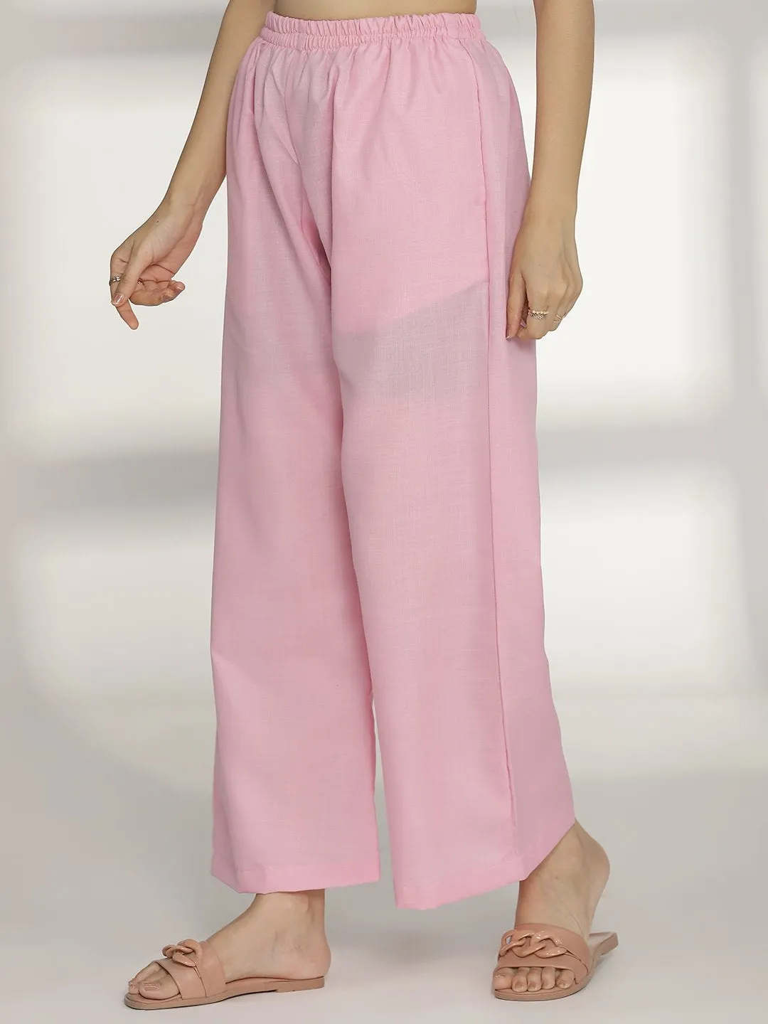 BabyPink CottonSlub Palazzo