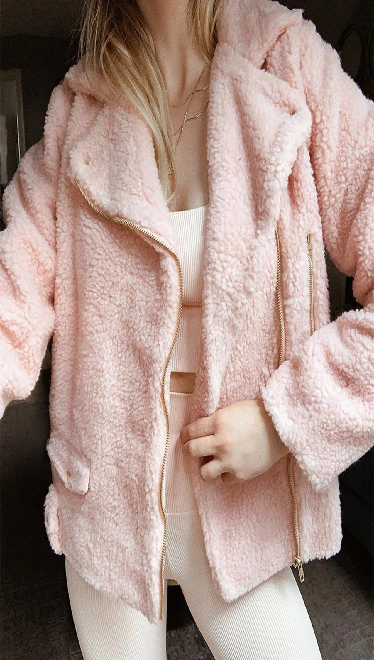 Beach Riot Sherpa Jacket Pink