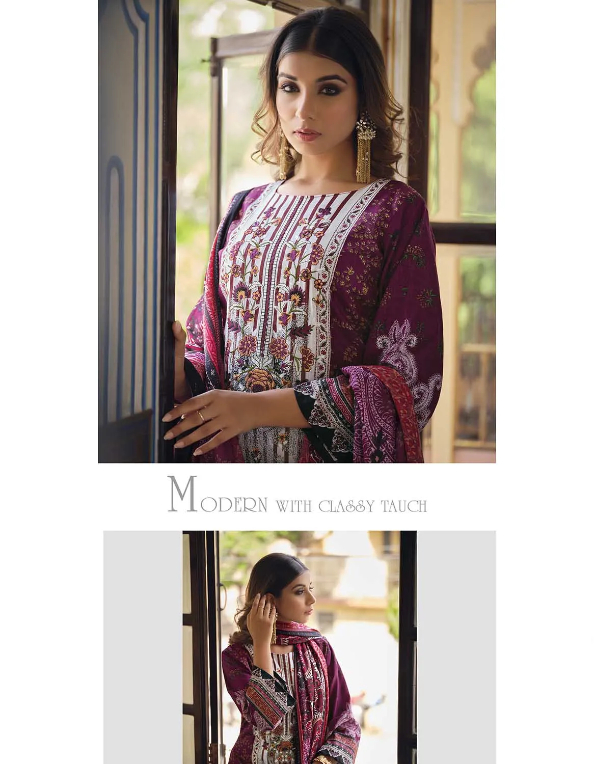 Belliza Pakistani Print Unstitched Cotton Suits Set with Dupatta