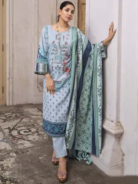 Belliza Pakistani Print Unstitched Women Cotton Suit Material Blue