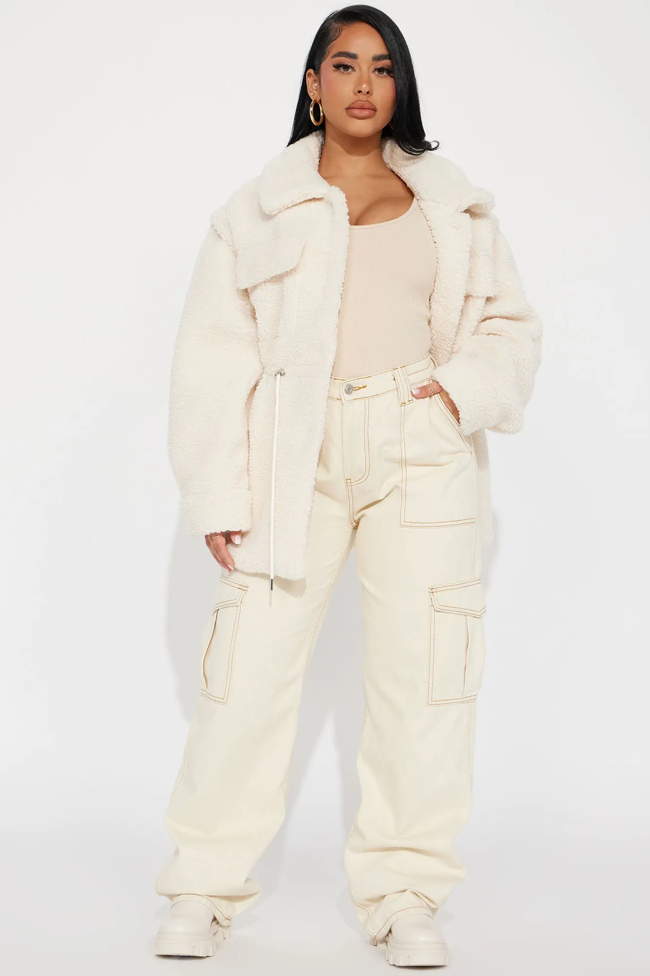 Better Than Yours Convertible Sherpa Jacket - Cream