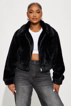 Better With You Faux Fur Jacket - Black