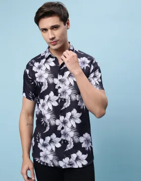 Black Floral Printed Casual Shirt