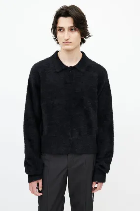 Black Mohair Polo Sweater