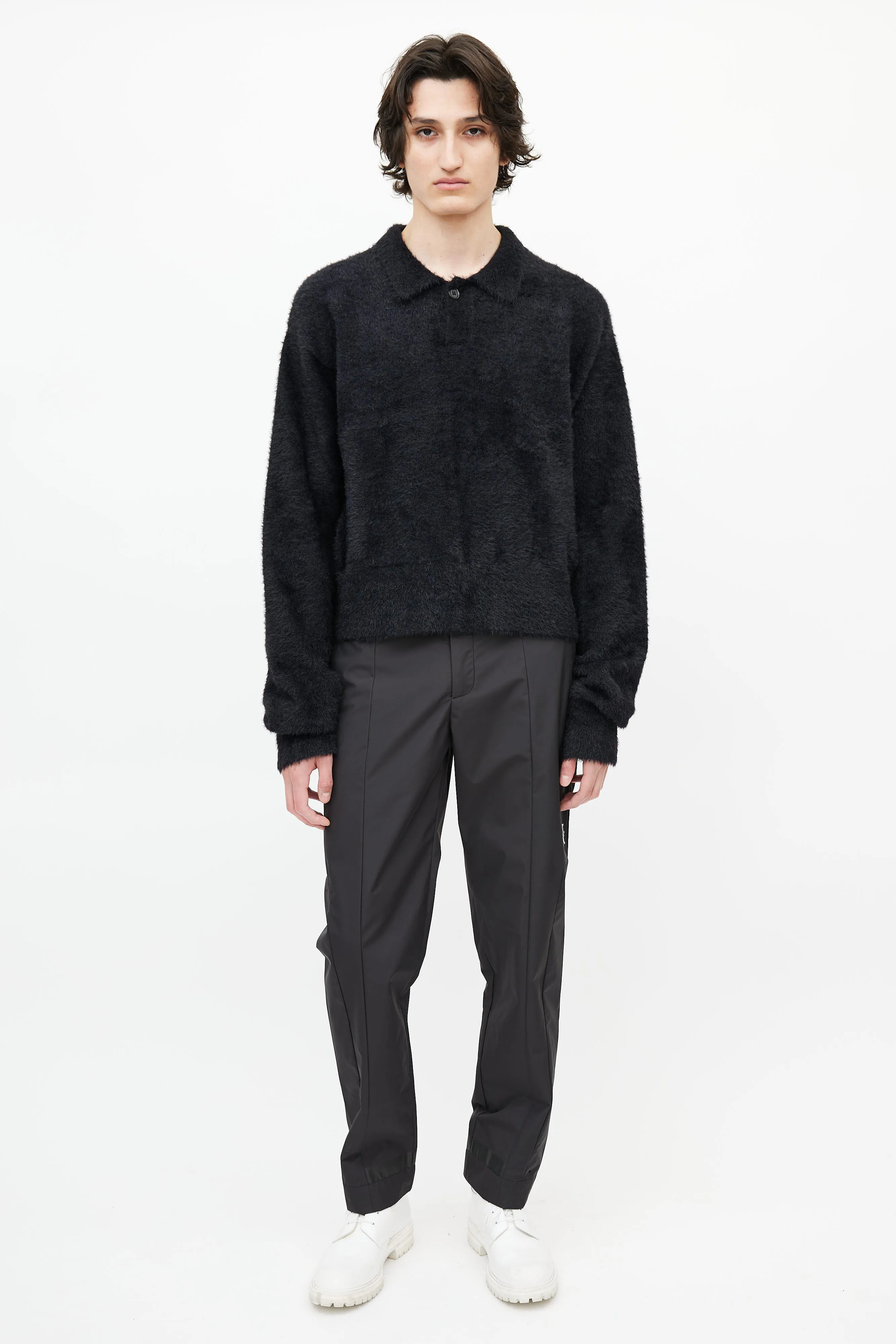 Black Mohair Polo Sweater