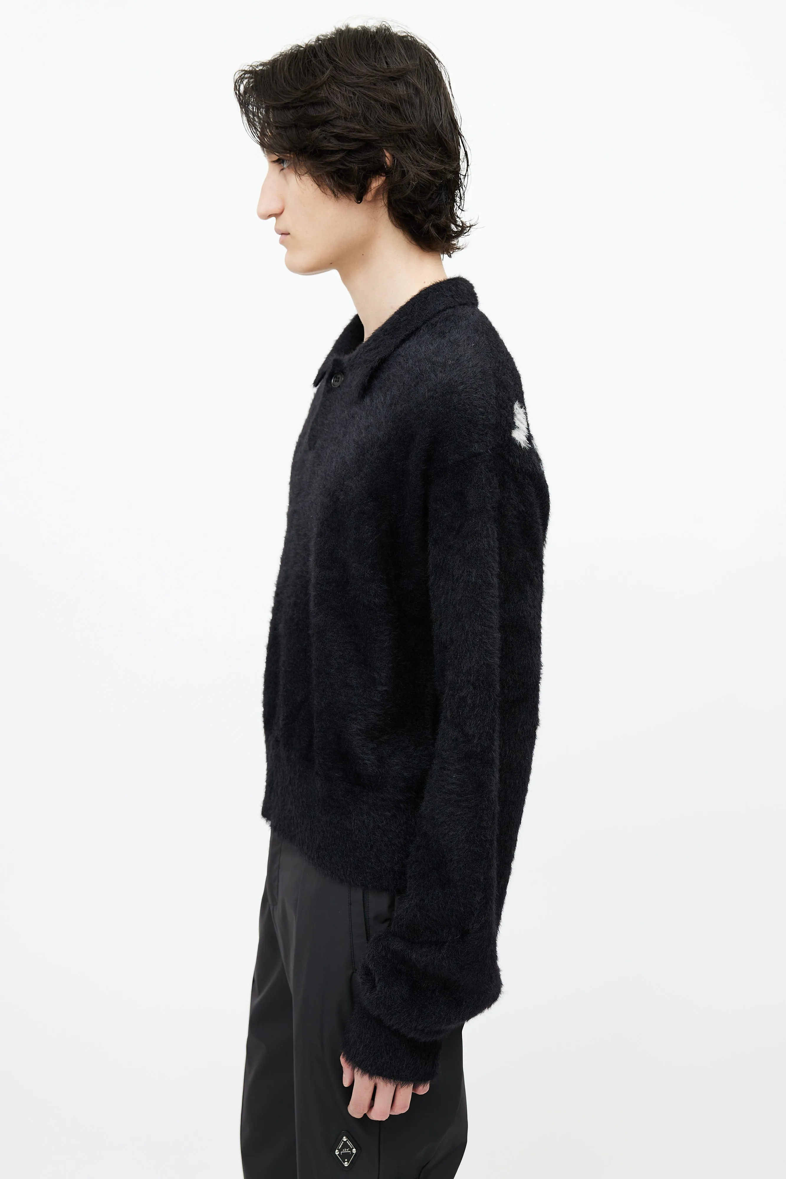 Black Mohair Polo Sweater