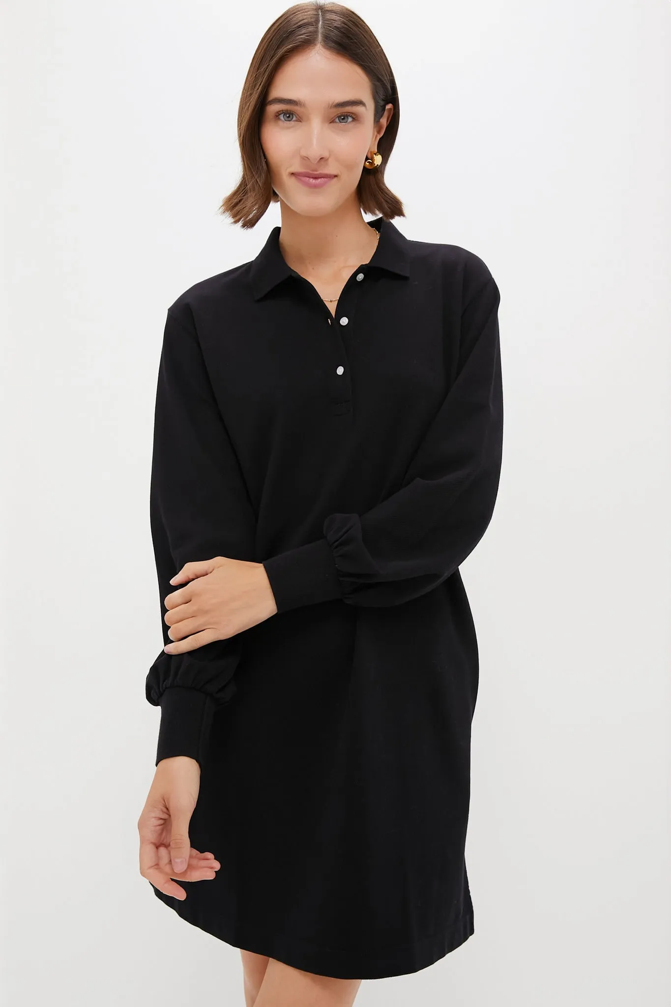 Black Pique Frances Polo Dress