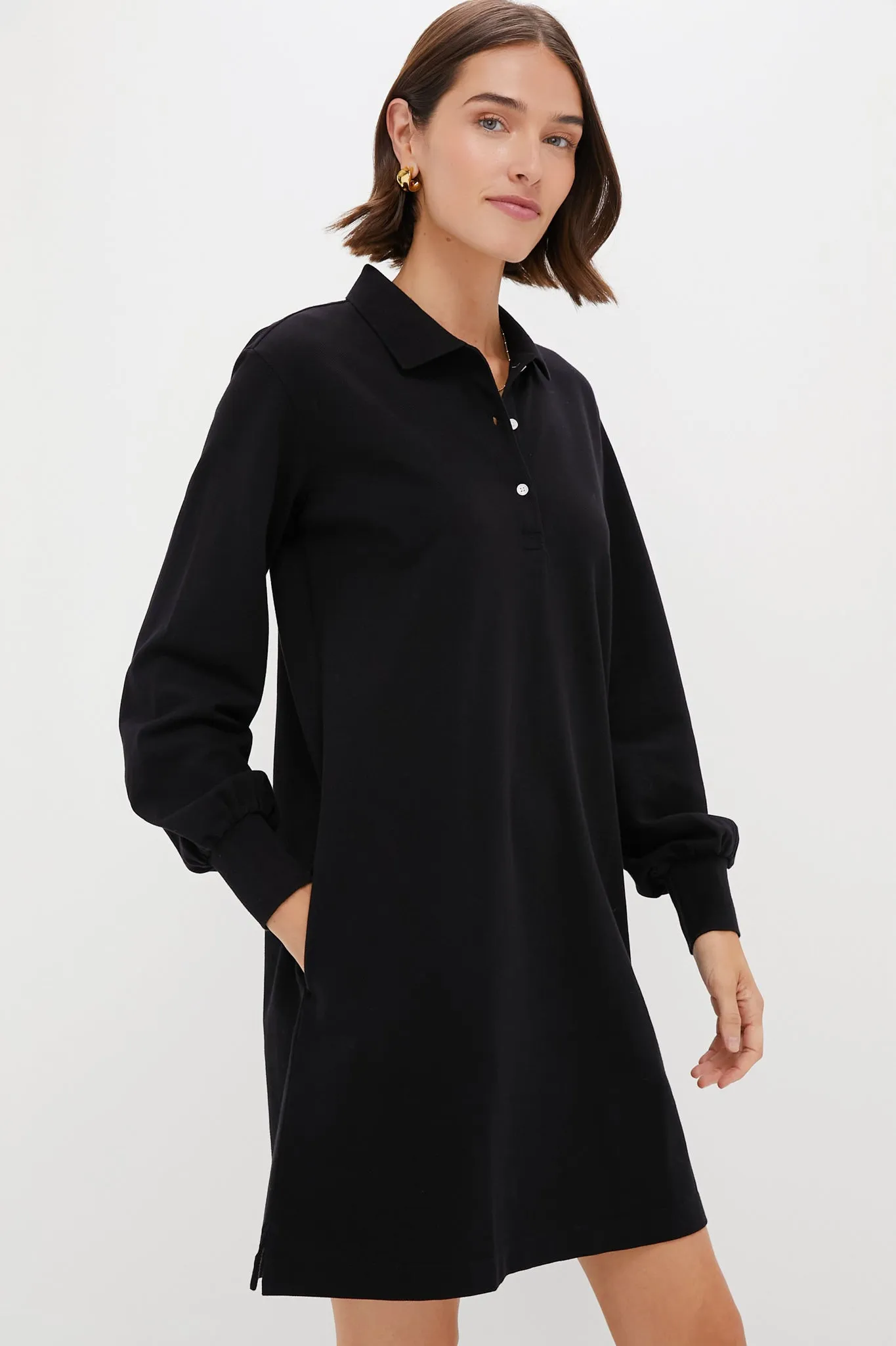 Black Pique Frances Polo Dress