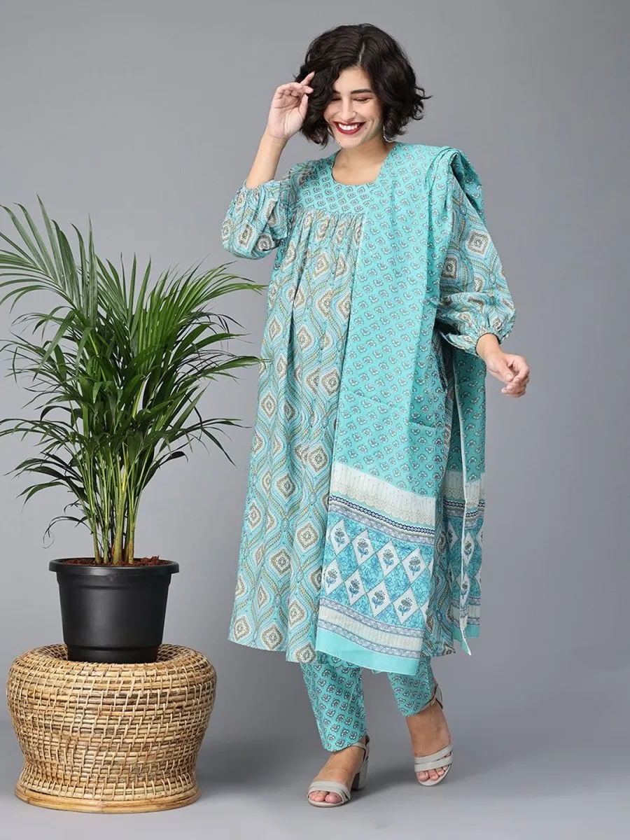 Bluetiful Paneled Maternity and Nursing Kurta Set With Dupatta