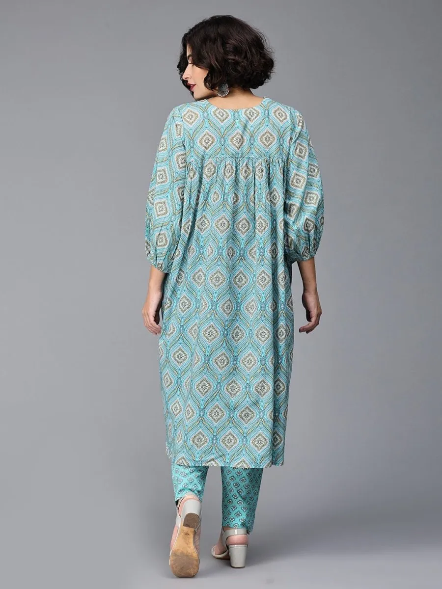 Bluetiful Paneled Maternity and Nursing Kurta Set With Dupatta