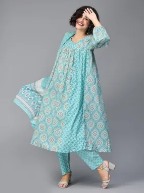 Bluetiful Paneled Maternity and Nursing Kurta Set With Dupatta