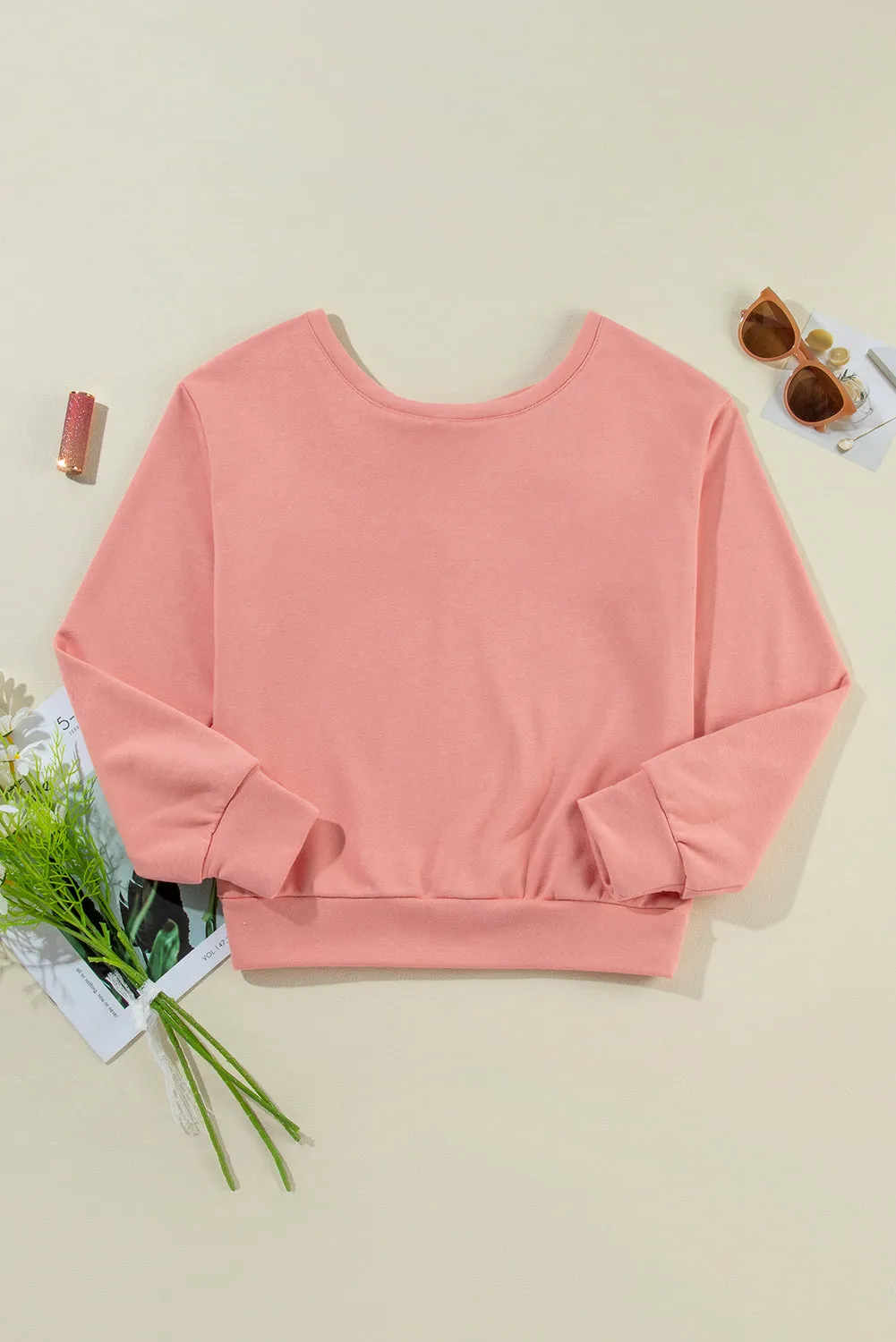 Bow Cutout Long Sleeve Sweatshirt