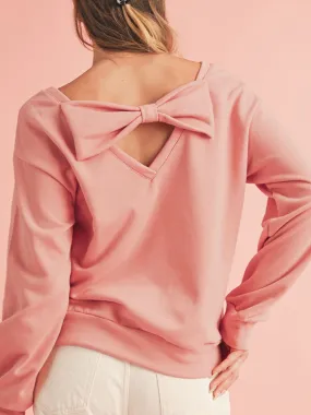 Bow Cutout Long Sleeve Sweatshirt