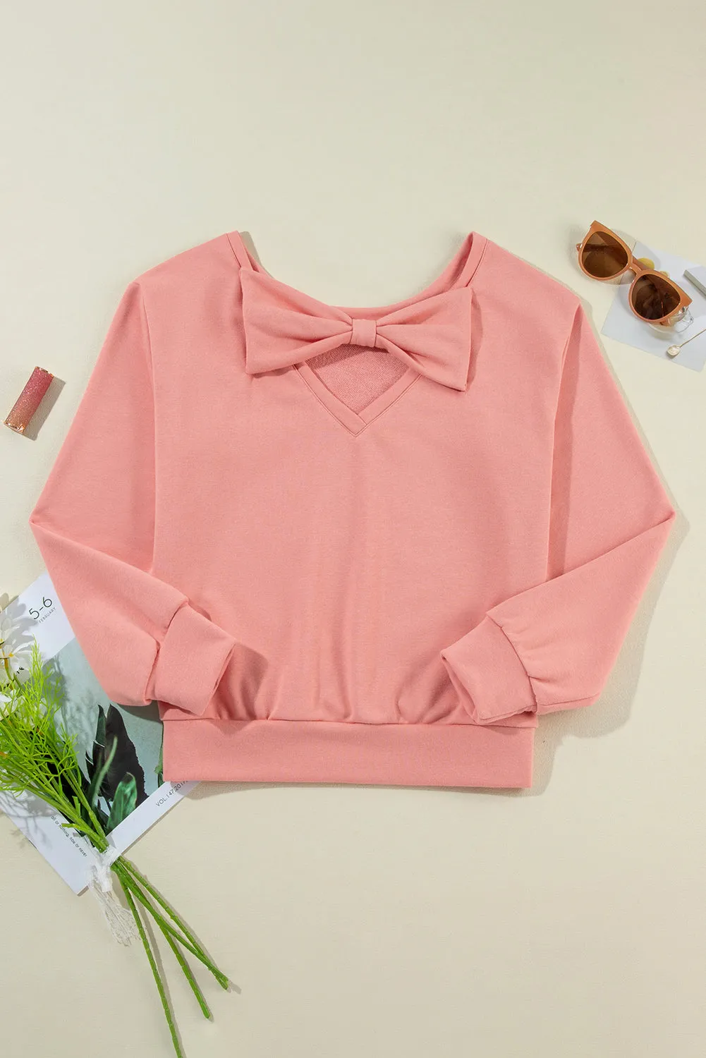 Bow Cutout Long Sleeve Sweatshirt