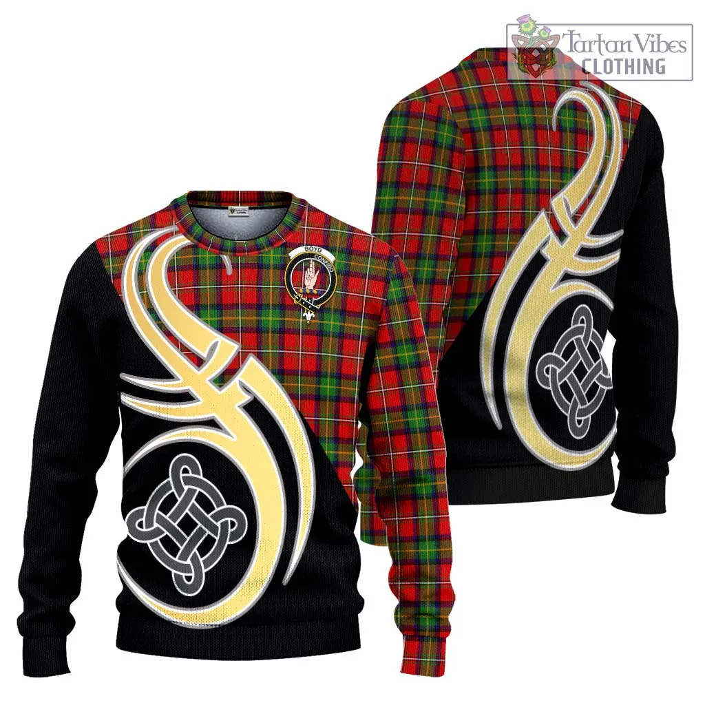 Boyd Tartan Ugly Sweater with Family Crest and Celtic Symbol Style