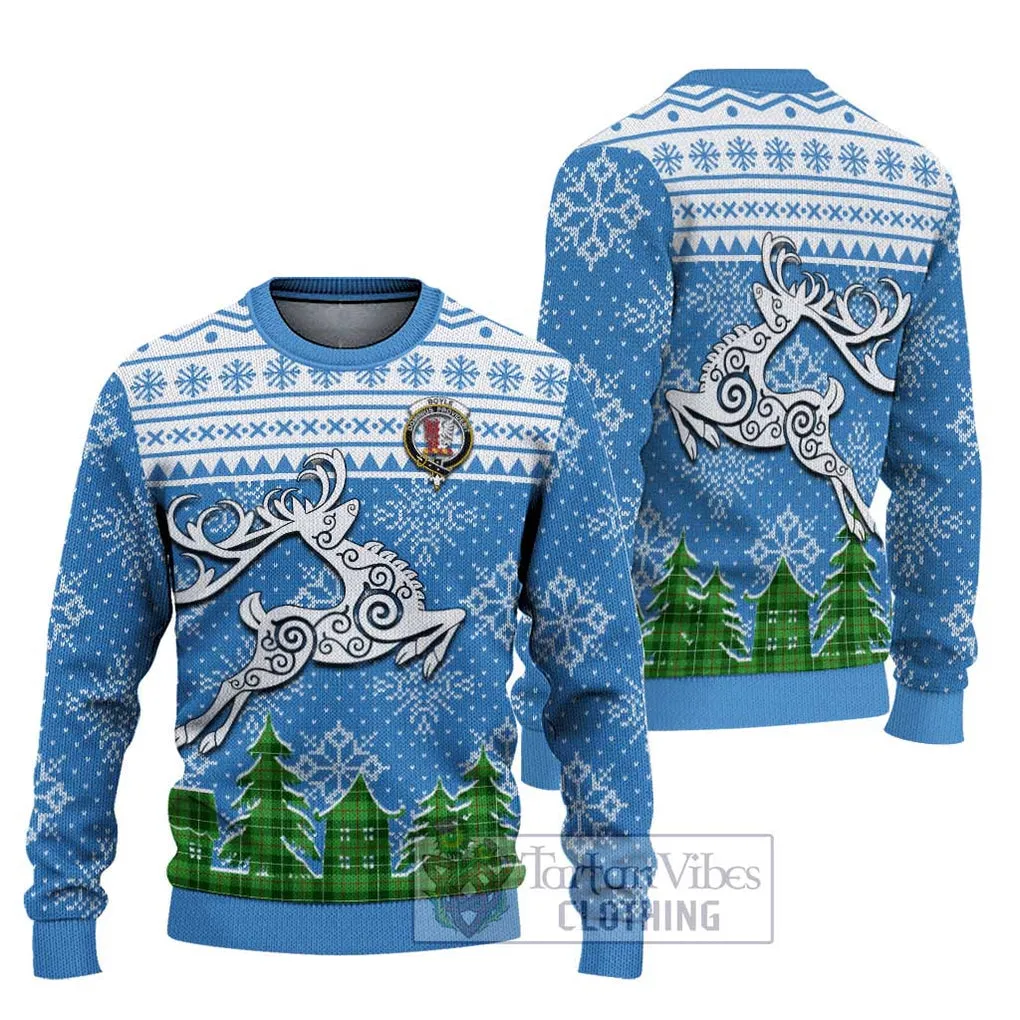 Boyle Clan Christmas Ugly Sweater with Tartan and Celtic Reindeer Style