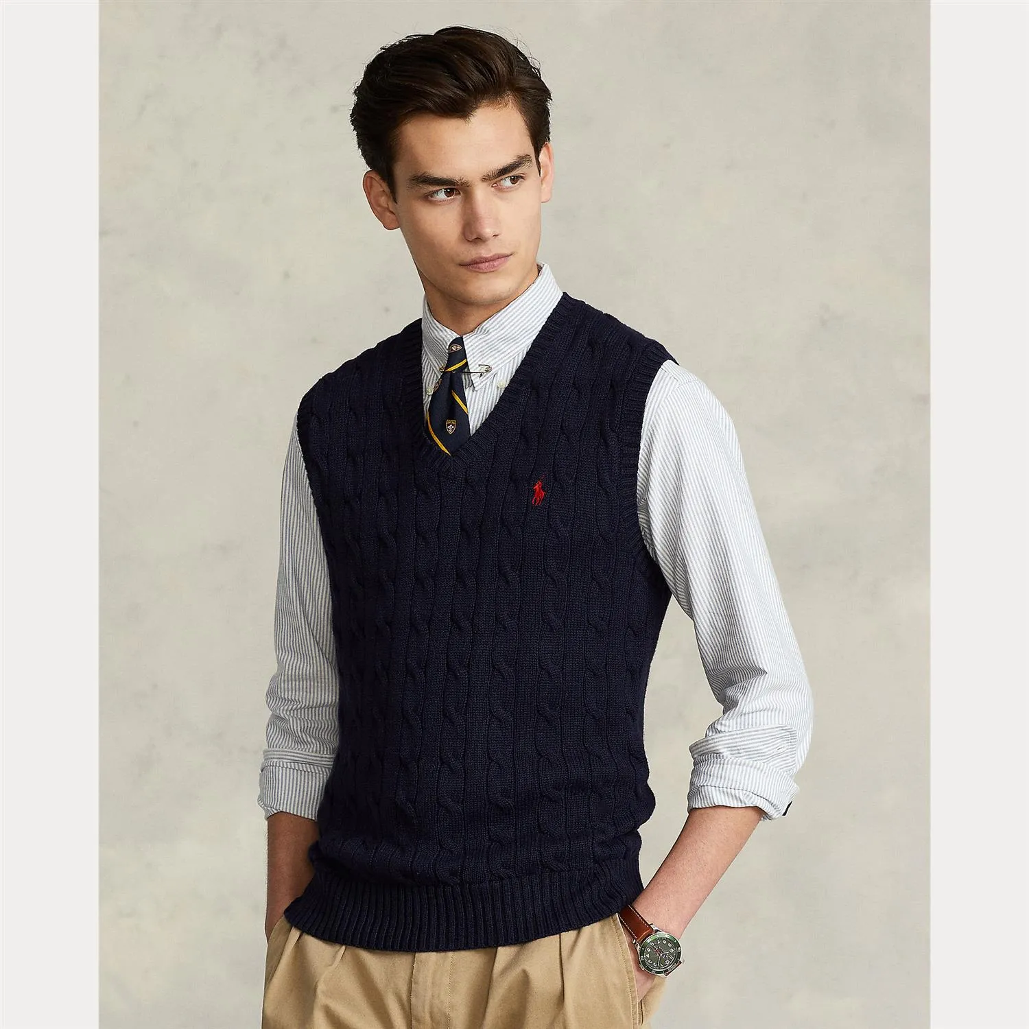 CABLE-KNIT COTTON SWEATER VEST