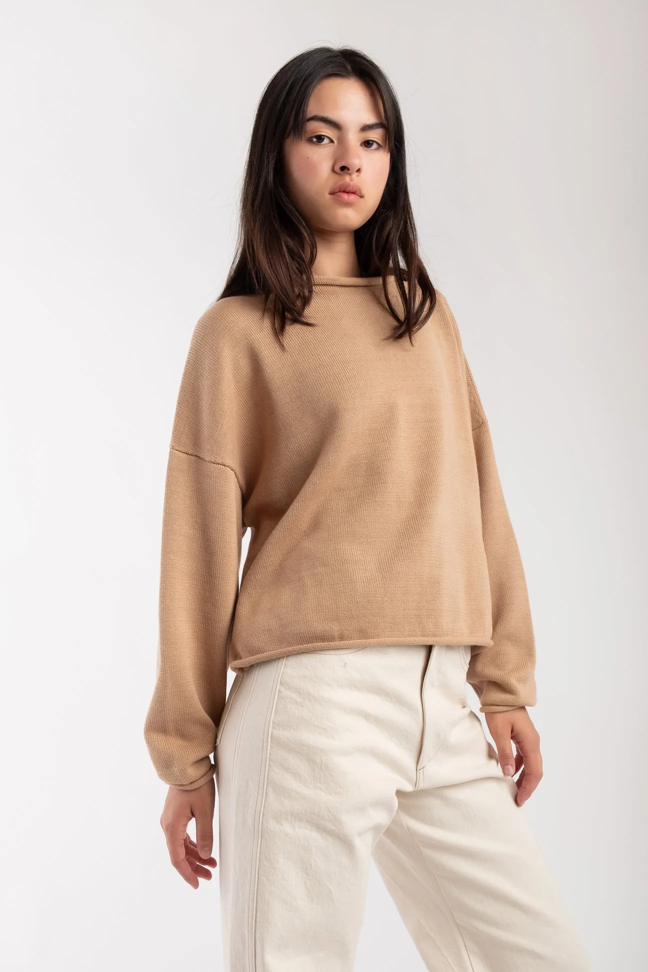 Camel Rolled Sweater