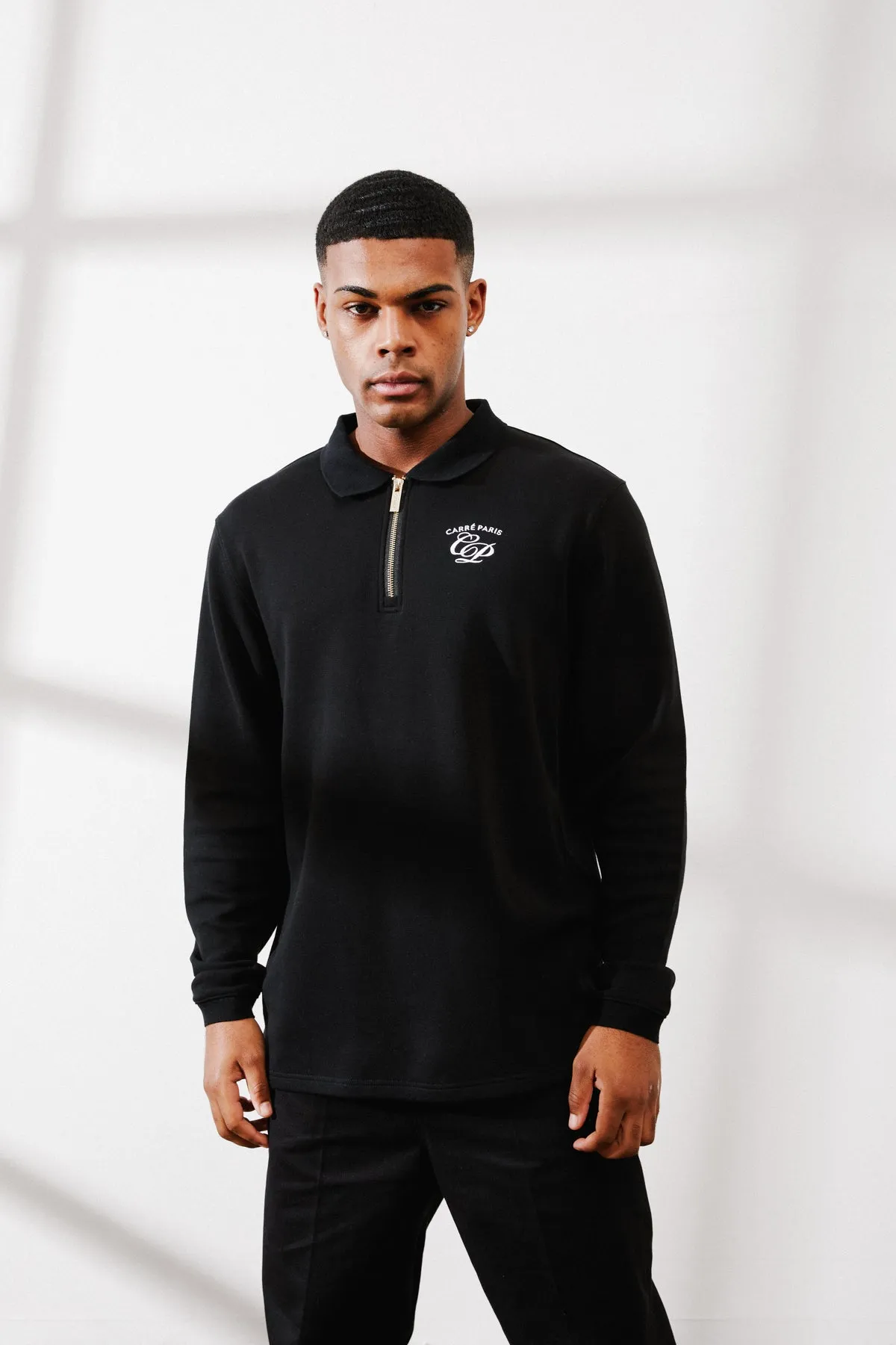 Carré Revolutionnaires Zip Long Sleeve Polo Shirt Black