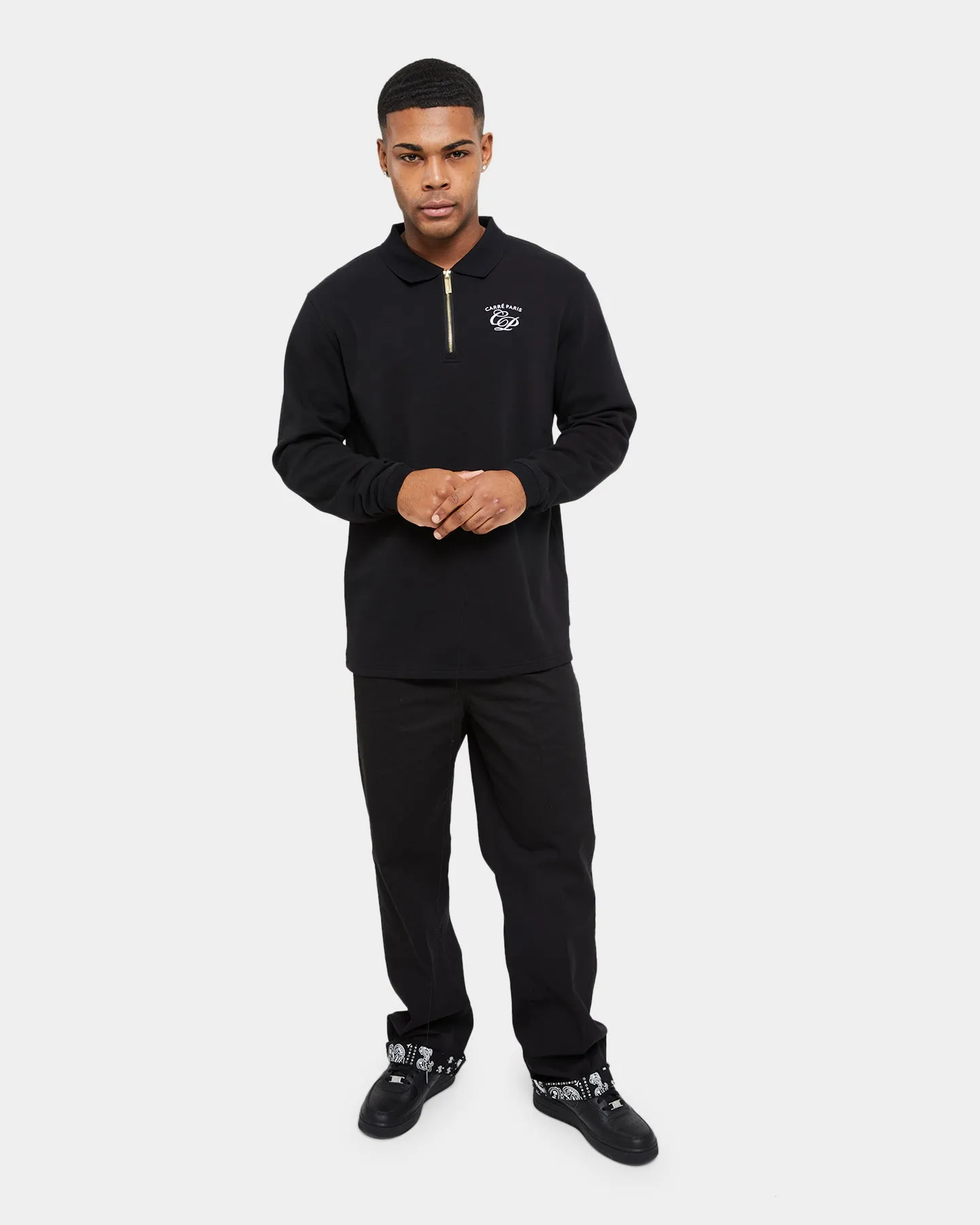 Carré Revolutionnaires Zip Long Sleeve Polo Shirt Black