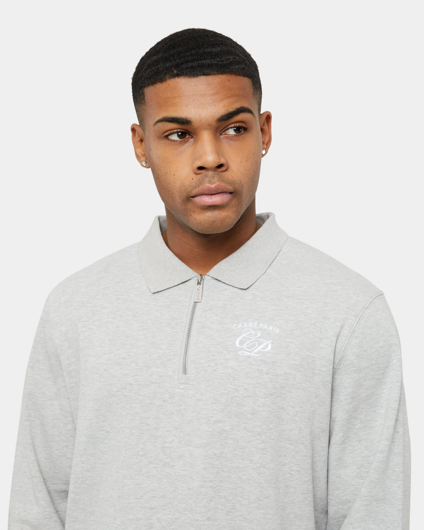 Carré Revolutionnaires Zip Long Sleeve Polo Shirt Grey Marle