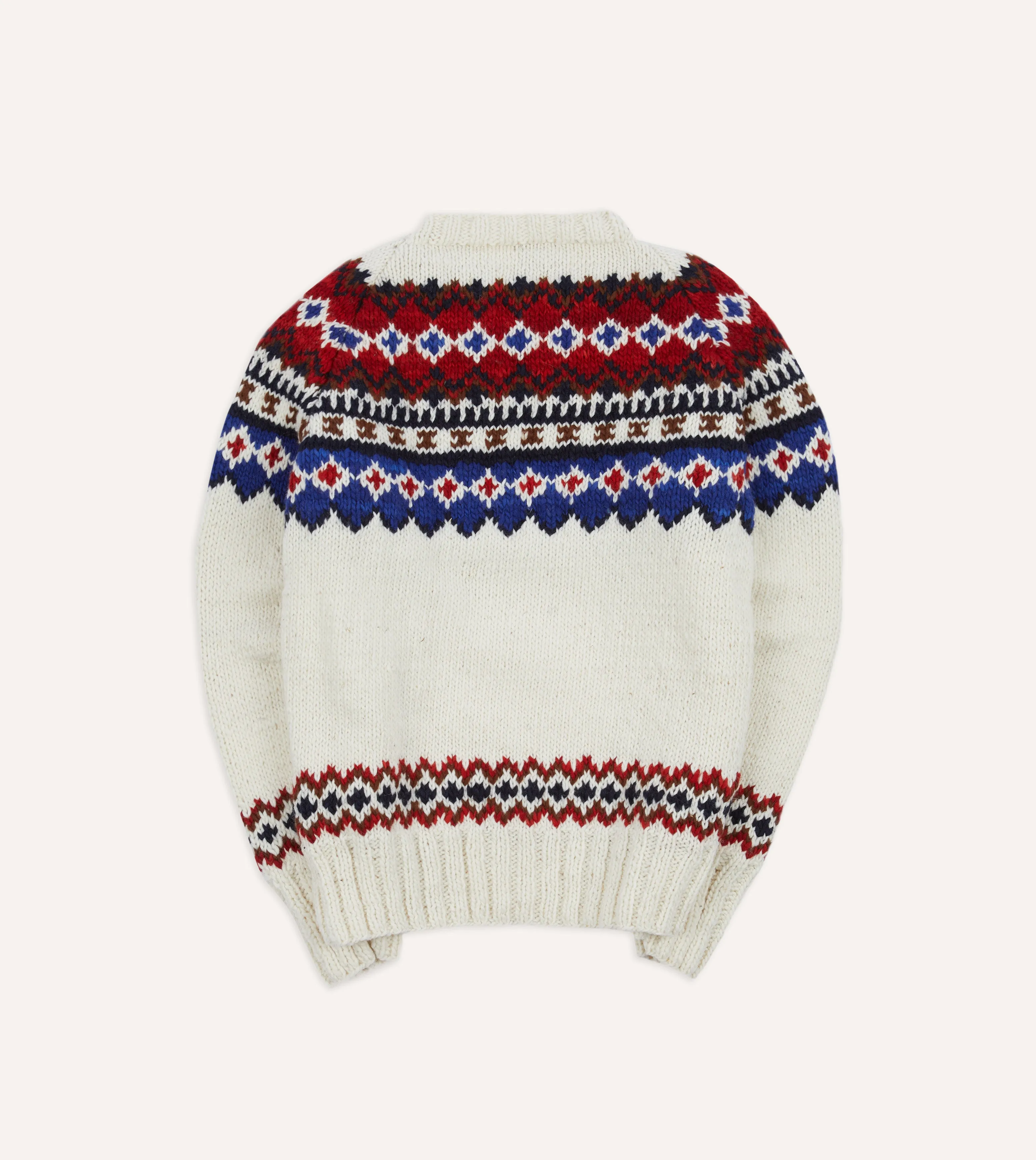 Chamula for Drake's Ecru and Red Fairisle Merino Jumper