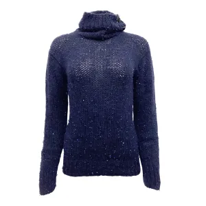 Chanel Navy Blue Cashmere and Mohair Sweater with Sequins