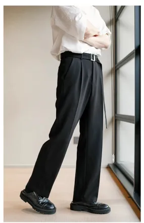 Chuan Pleated Waist Belt Pants