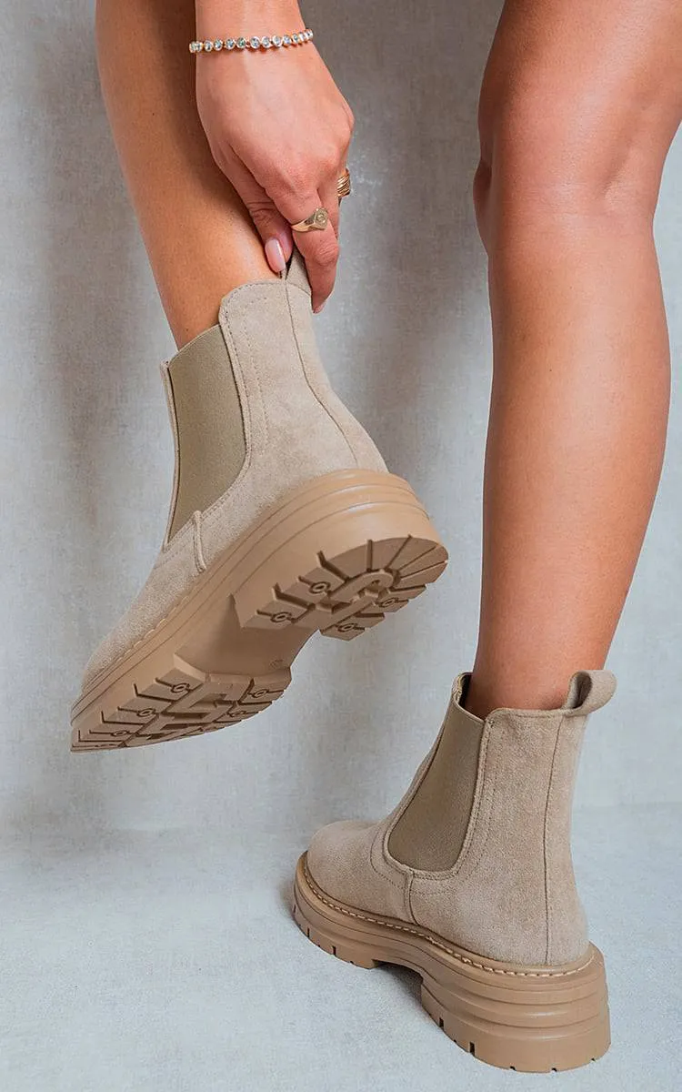 Chunky Chelsea Suede Ankle Boots