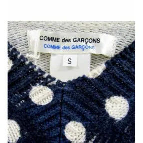 Comme Des Garçons Navy and White Polkadot Sweater