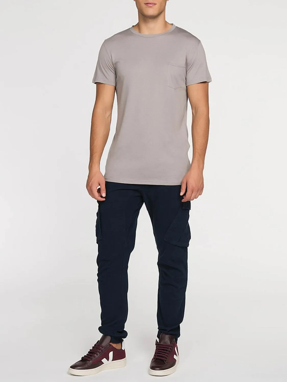 Crew Neck Modal-Blend Pocket T-shirt Greise