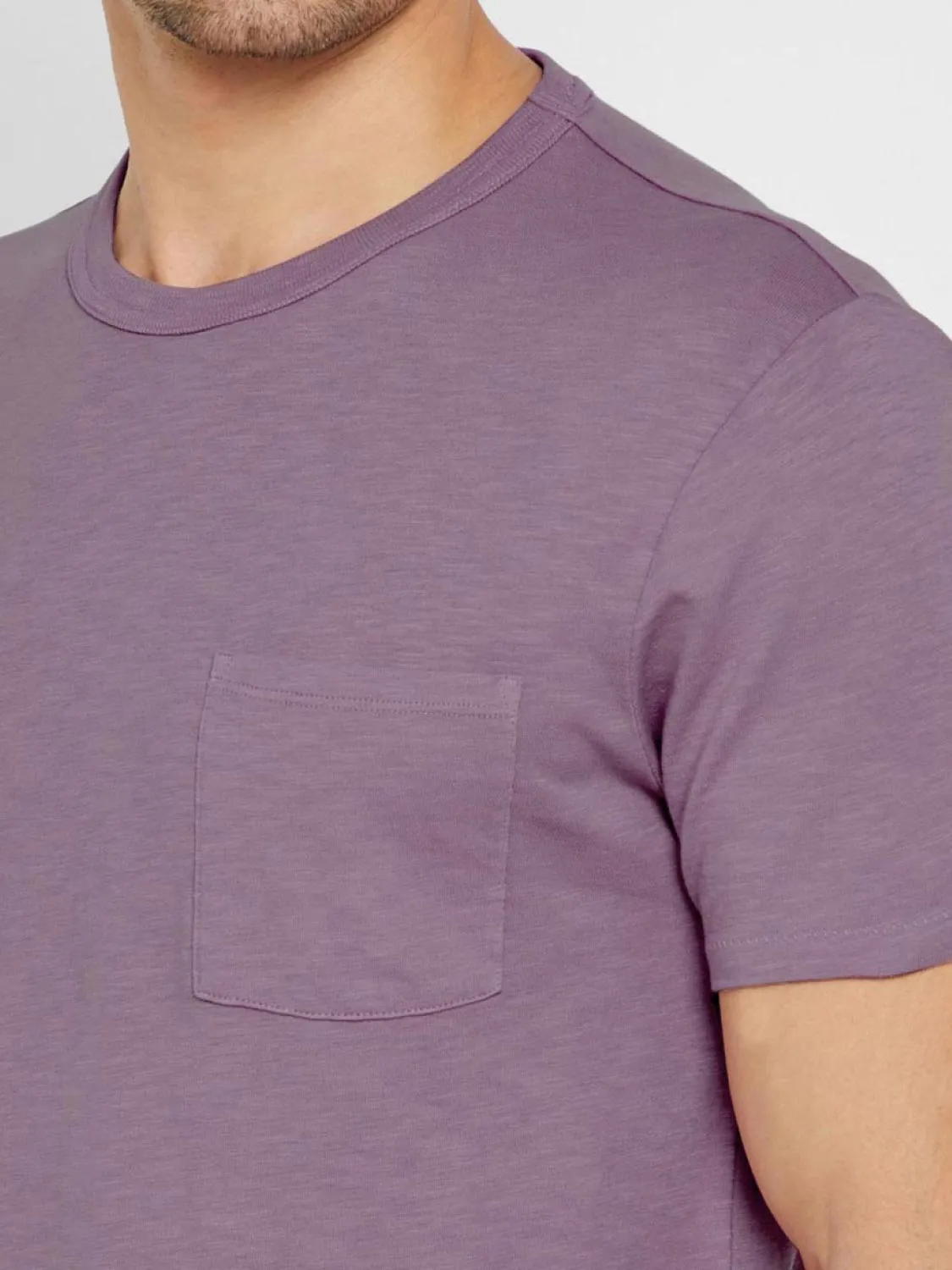 Crew Neck Modal-Blend Pocket T-shirt Lavender