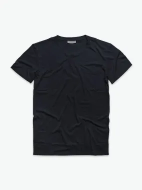 Crew Neck Modal-Blend Pocket T-Shirt Navy Blue