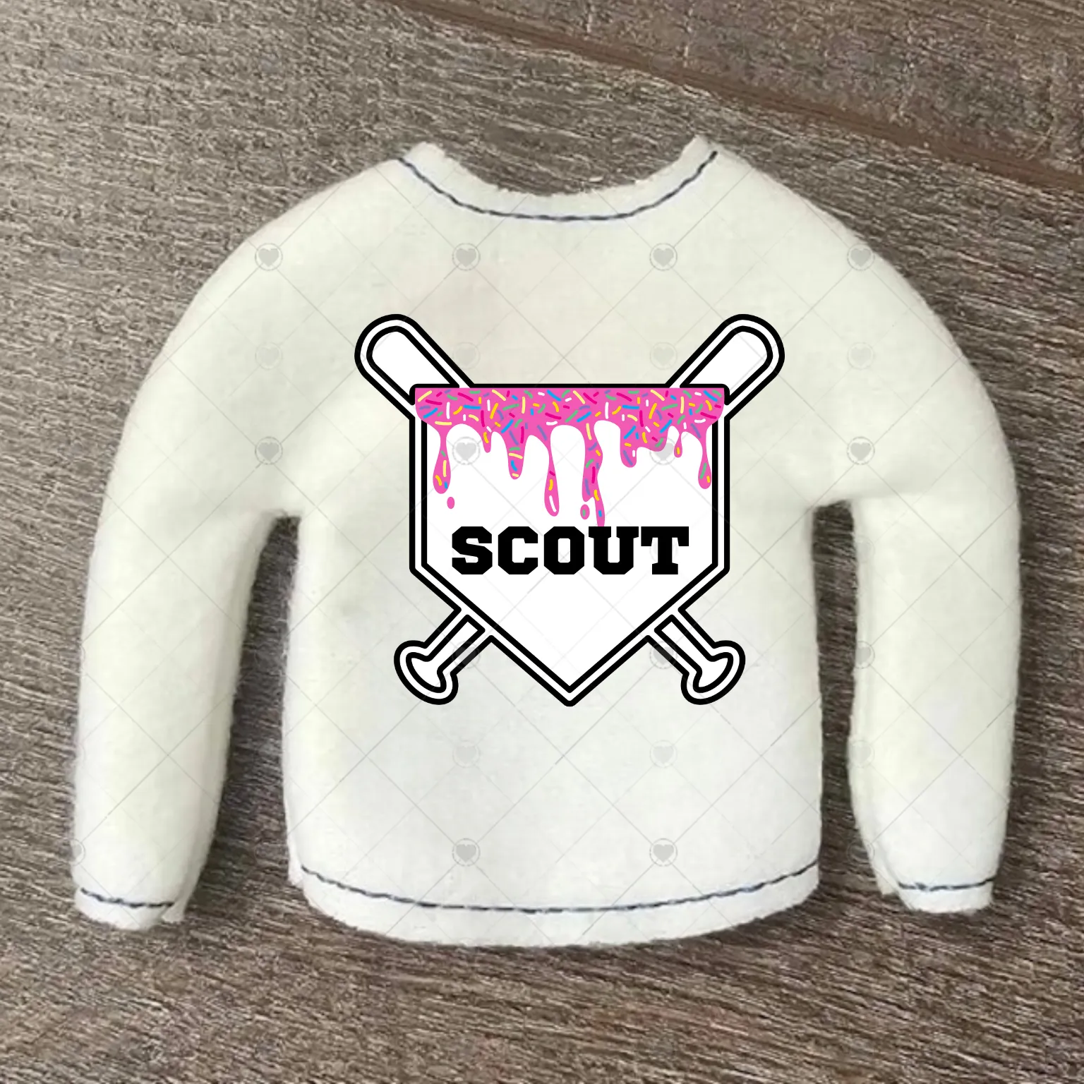 CUSTOM Pink Ice Cream Home Plate Baseball Sweater for 12" Doll