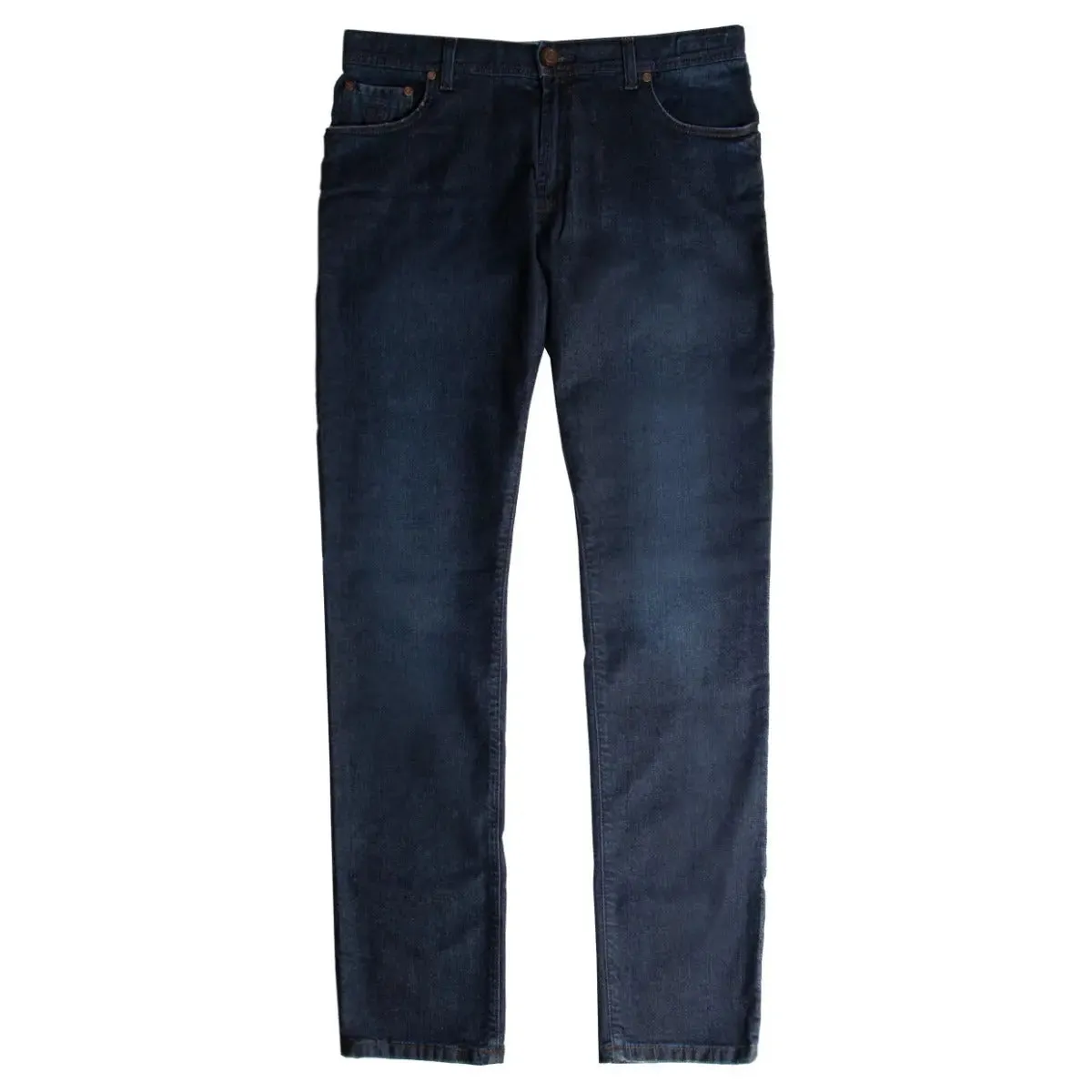 Dark Denim 'Milano' Regular Fit Cotton & Silk Jeans