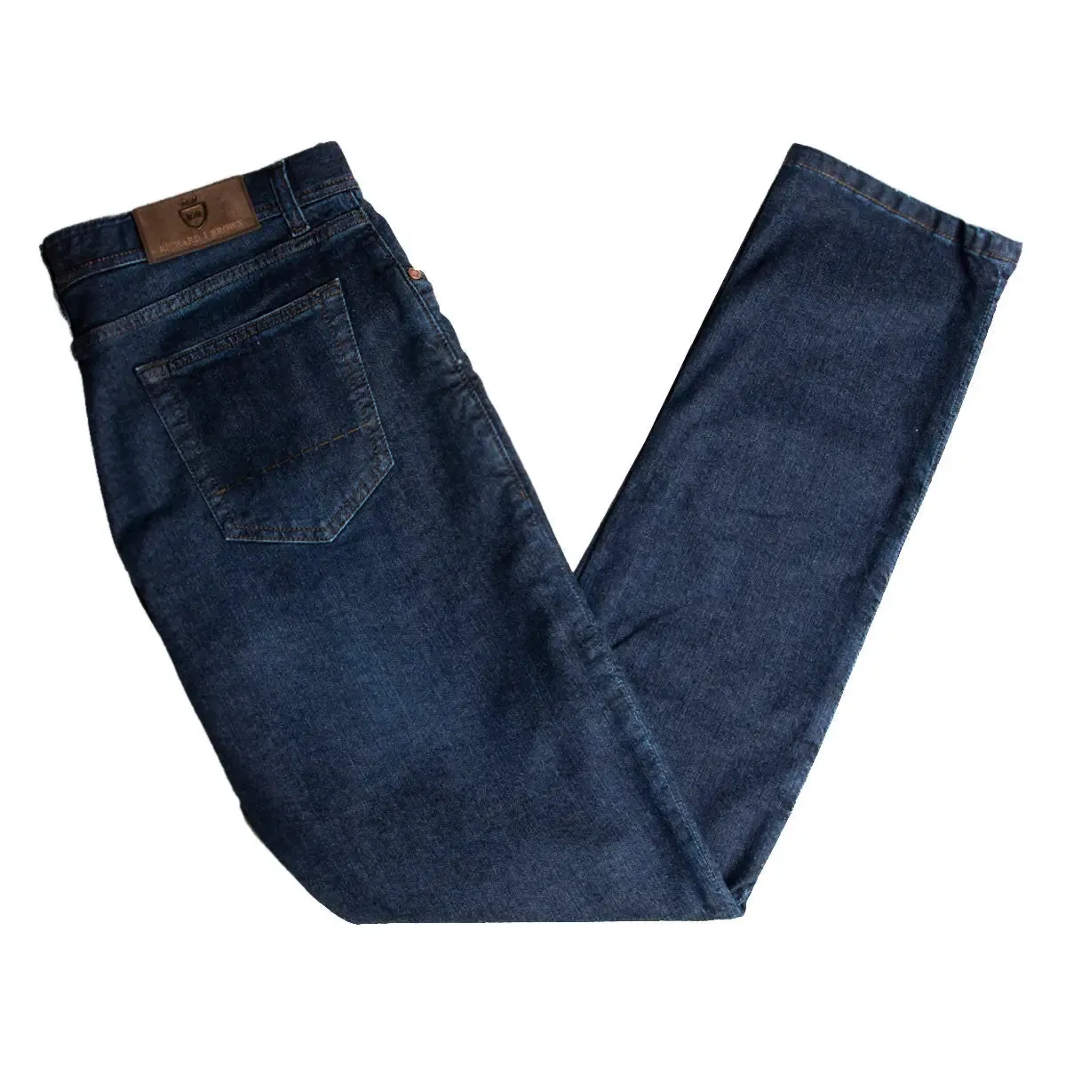 Dark Denim 'Milano' Regular Fit Cotton & Silk Jeans