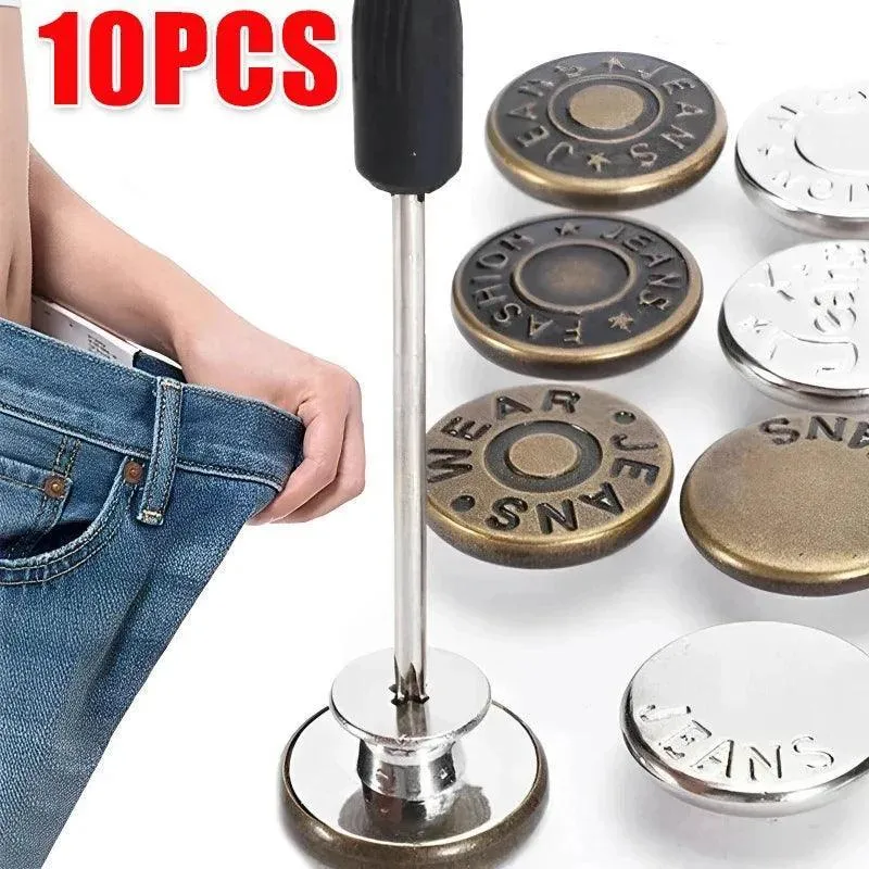 Denim Button Repair Kit: No-Sew Fix for Metal Jeans