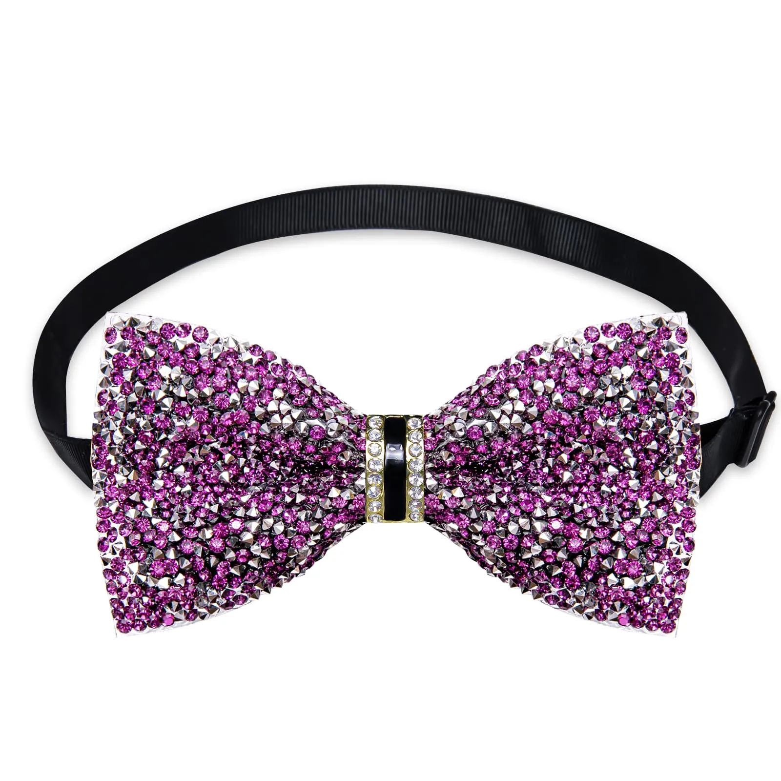 DiBanGu Imitation Diamond Bow Tie Purple Crystal Men's Pre Tied Bow Ties for Party