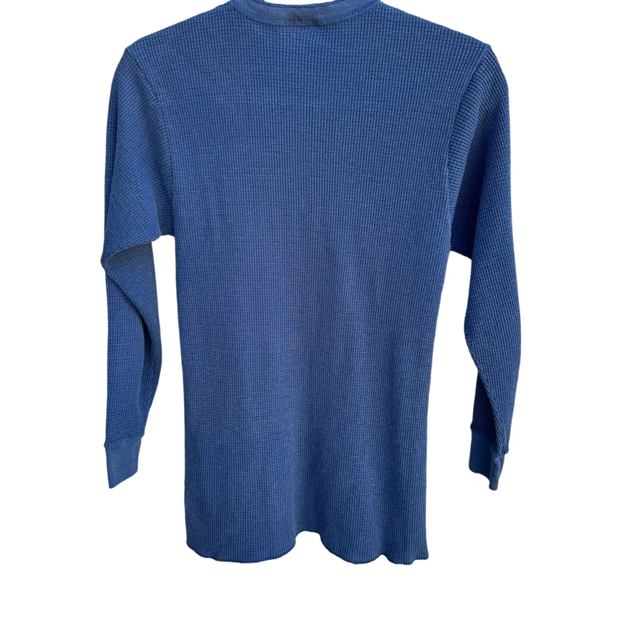 Dickies Mens Blue Thermal Outdoor Henley Crew Neck Long Sleeve Waffle Knit Shirt