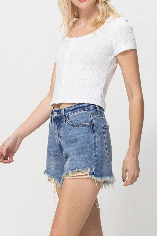 Distressed Rigid Mom Shorts  VERVET by Flying Monkey